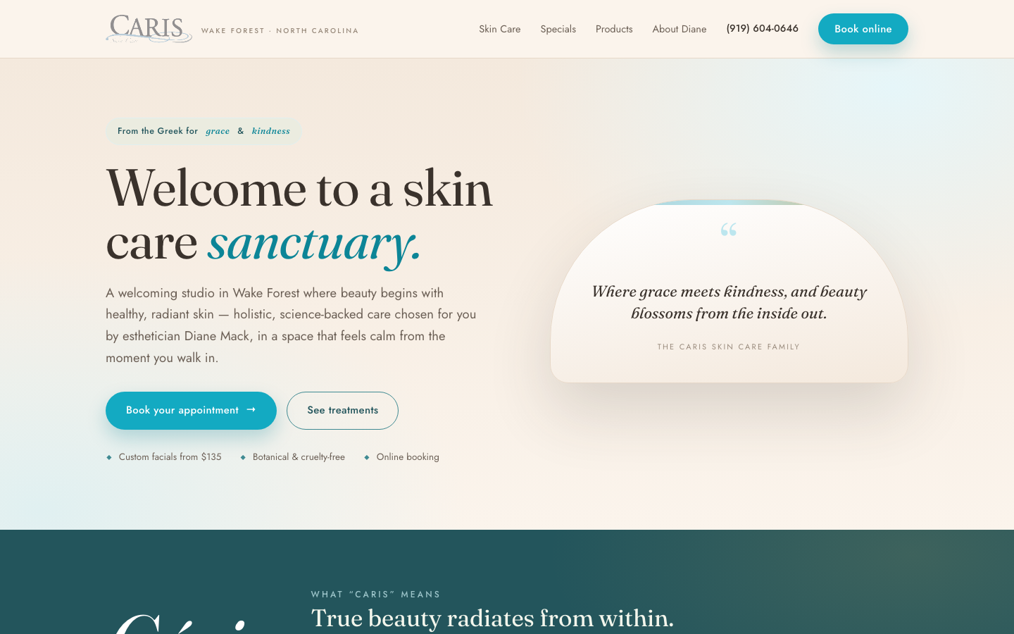 Skincare studio redesign